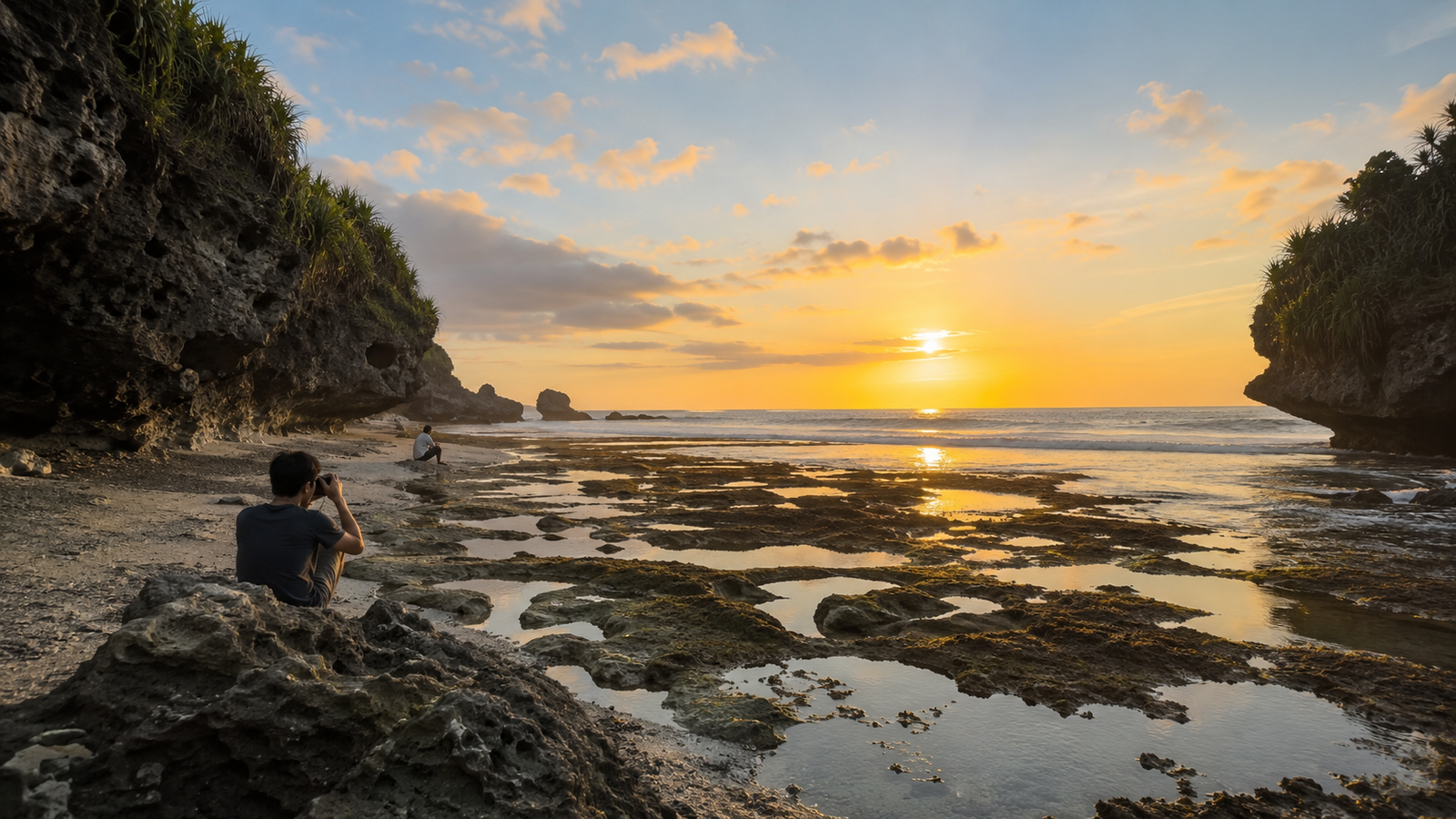 Pantai Wediombo dengan laguna alami di Gunungkidul