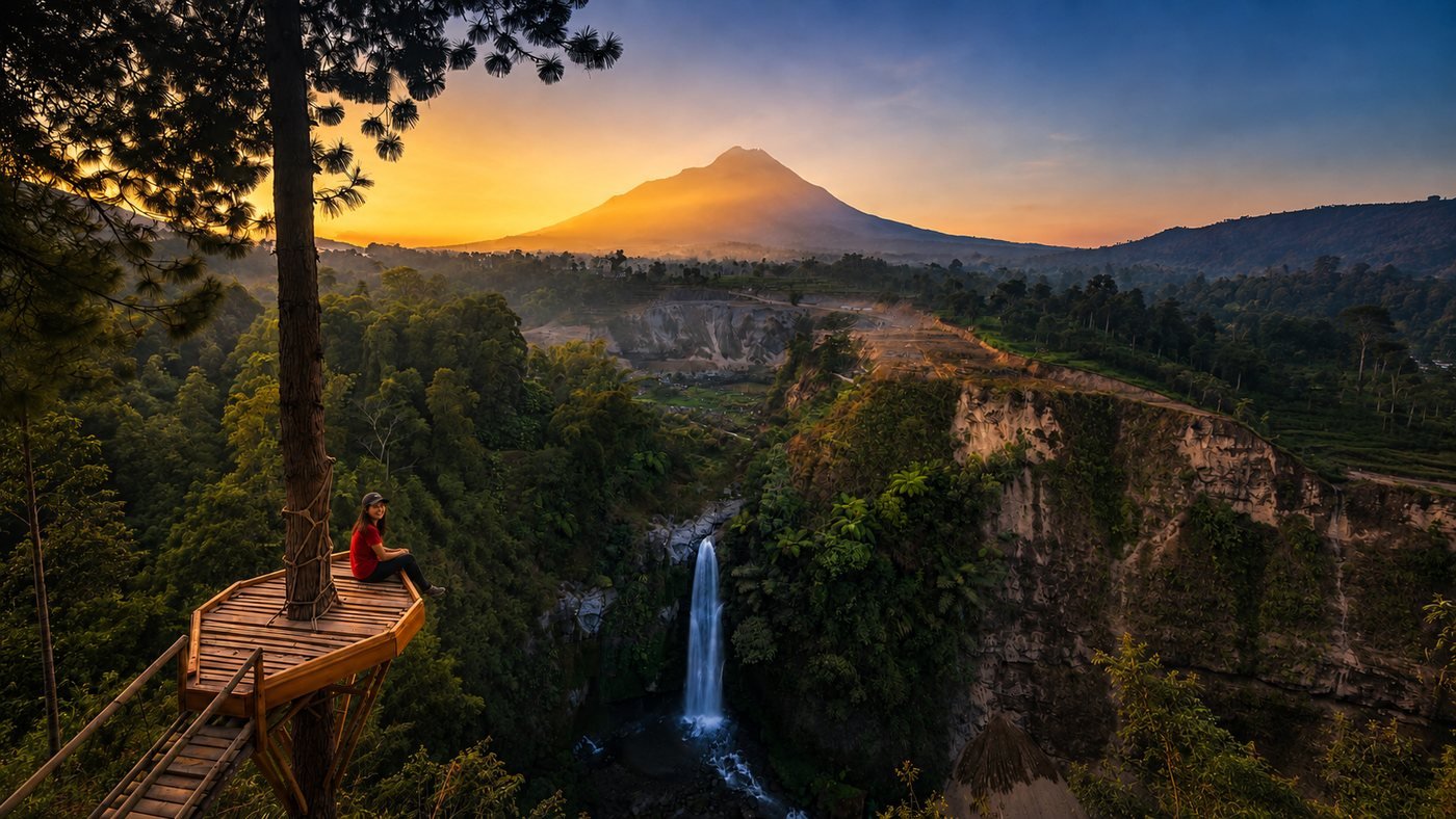 Pemandangan wisata Magelang 2026 dekat Air Terjun Kedung Kayang