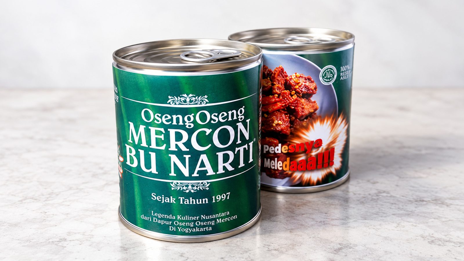 Oseng mercon dalam kemasan kaleng untuk oleh-oleh dari Jogja